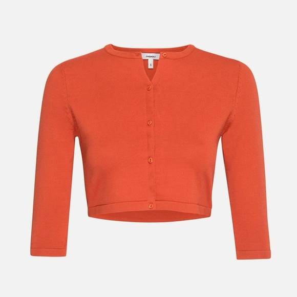 MIAOU Kendall Jenner Knit Button Front 3/4 Sleeves Cropped Cardigan Sweater S - Picture 13 of 13